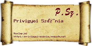 Privigyei Szénia névjegykártya